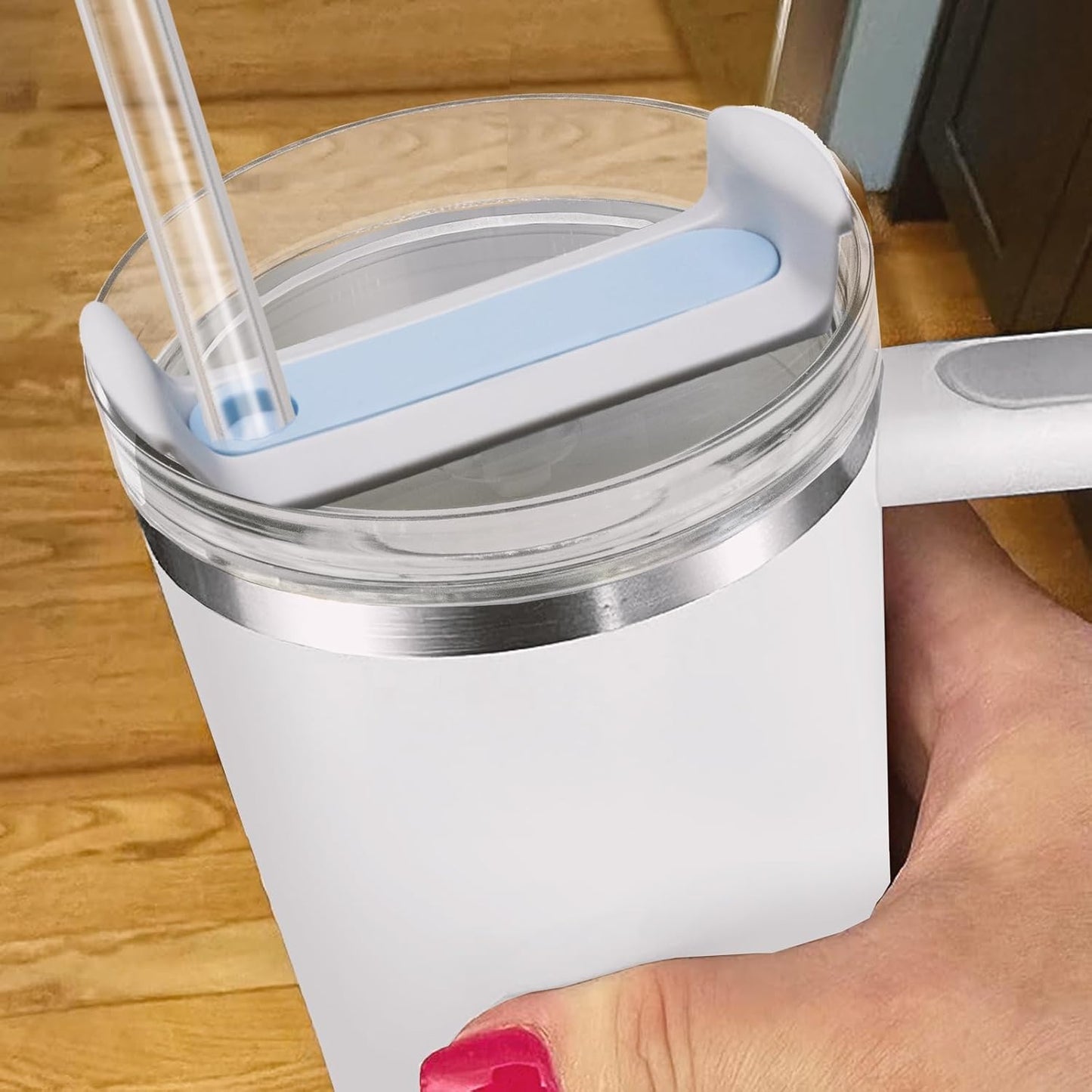40oz Tumbler Lid Compatible for Stanley, 2 Pack Replacement Tumbler Lids Fit for Stanley Quencher 2.0 Tumbler 40 OZ, with Straws and Cleaning Brush (Orchid)