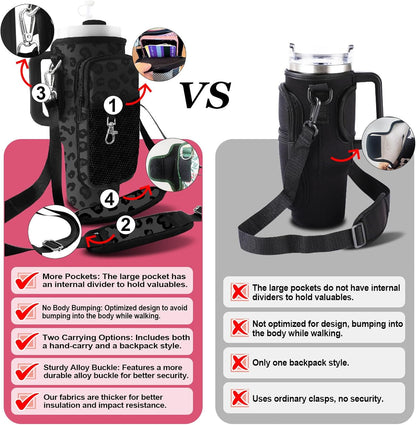 Stanley Carrier Bag for Stanley 40oz/30ozTumbler with Phone with 2 Adjustable Strap,3 Pockets Bottle Stanley Cup Carrier Bag & Case,Accessories for Hiking Travelling