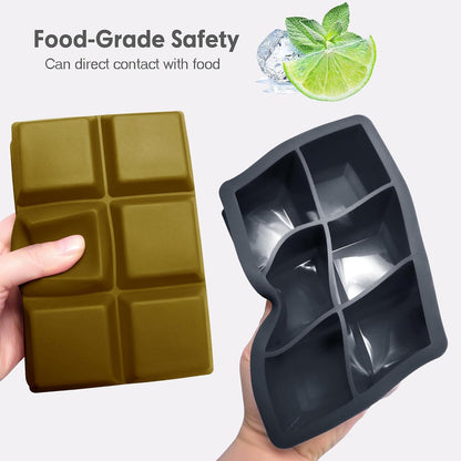 Excnorm Silicone Ice Cube Trays 3 Pack - Large Size Silicone Ice Cube Molds with Leak Proof Removable Lid Square Ice Cube Tray And BPA Free for Cocktail,Whiskey, Stackable Flexible Ice