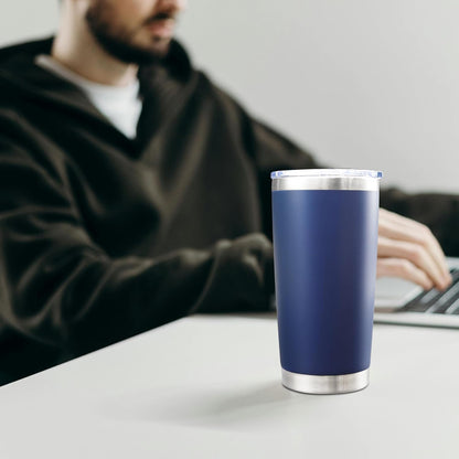 AIANJI 20oz Tumbler Bulk Stainless Steel Tumblers with Lid Vacuum Insulated Double Wall Travel Coffee Mug Powder Coated Tumbler Cup for Hot and Cold Drinks(Stainless Steel, 1 pack)