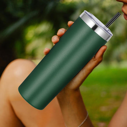 VEGOND Stainless Steel Skinny Tumbler, 20 oz Vacuum Insulated Tumbler with Lid and Straw, Double Wall Coffee Cup, Travel Mug for Cold Hot Drinks, Light Pink 1 Pack