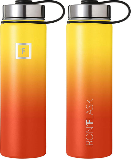 IRON °FLASK Camping & Hiking Hydration Flask with Straw, Wide Mouth Insulated Stainless Steel Sports Water Bottle - 22 oz Aurora