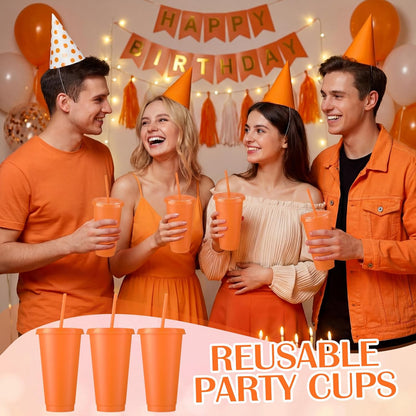 Honeydak 15 Pack Tumbler with Straw and Lid Bulk Cups for Gifts Water Bottle Iced Coffee Travel Mug Cup Reusable Plastic Tumblers for Party Birthdays 24-27 oz (Solid Color)