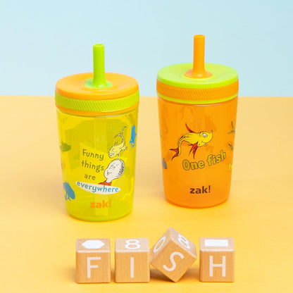 Zak Designs 15oz Bluey Kelso Tumbler Set, Leak-Proof Screw-On Lid with Straw Made of Durable Plastic and Silicone, Perfect Bundle for Kids, 2 Count (Pack of 1) - Colors A