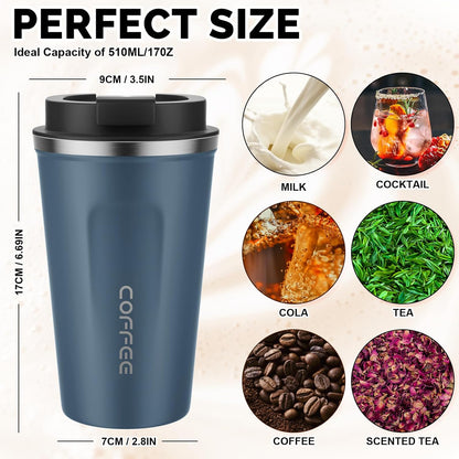MOMSIV 12oz Travel Mug, Insulated Coffee Cup with Leakproof Lid, Travel Coffee Mug Vacuum Stainless Steel Double Walled Reusable Coffee Cup for Hot and Cold Water Coffee