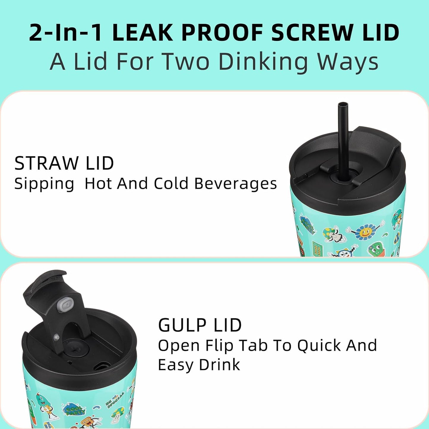 BJPKPK 22oz Insulated Tumbler With lid And Straw Stainless Steel Tumblers Travel Coffee Mug Reusable Thermal Cup,Sky