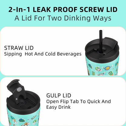 BJPKPK 22oz Insulated Tumbler With lid And Straw Stainless Steel Tumblers Travel Coffee Mug Reusable Thermal Cup,Sky