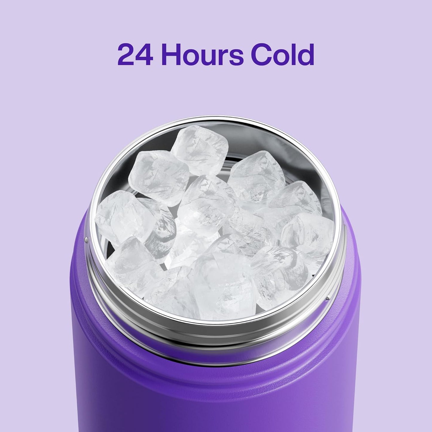 ENCOOL Insulated Water Bottle with Straw Stainless Steel Water Bottle, Leak-Proof, BPA-Free, Double Wall Vacuum Keeps Cold for 24 Hours for Sports, Travel, School (26 oz, Cotton Candy) - Colors A