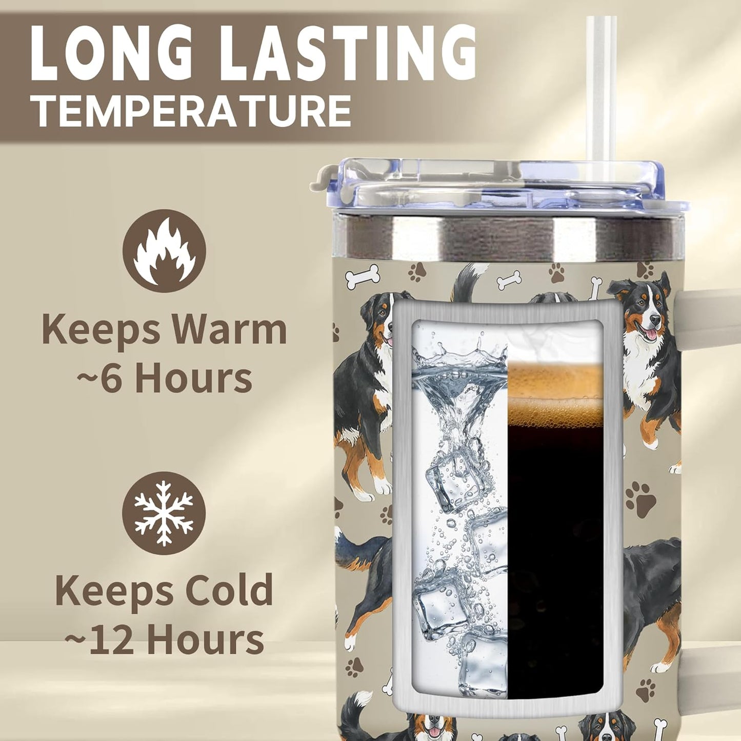 Beagle Gifts for Women Men, 40oz Stainless Steel Insulated Tumbler Travel Cup Mug, Funny and Unique Beagle Gifts for Dog Lover - Colors B