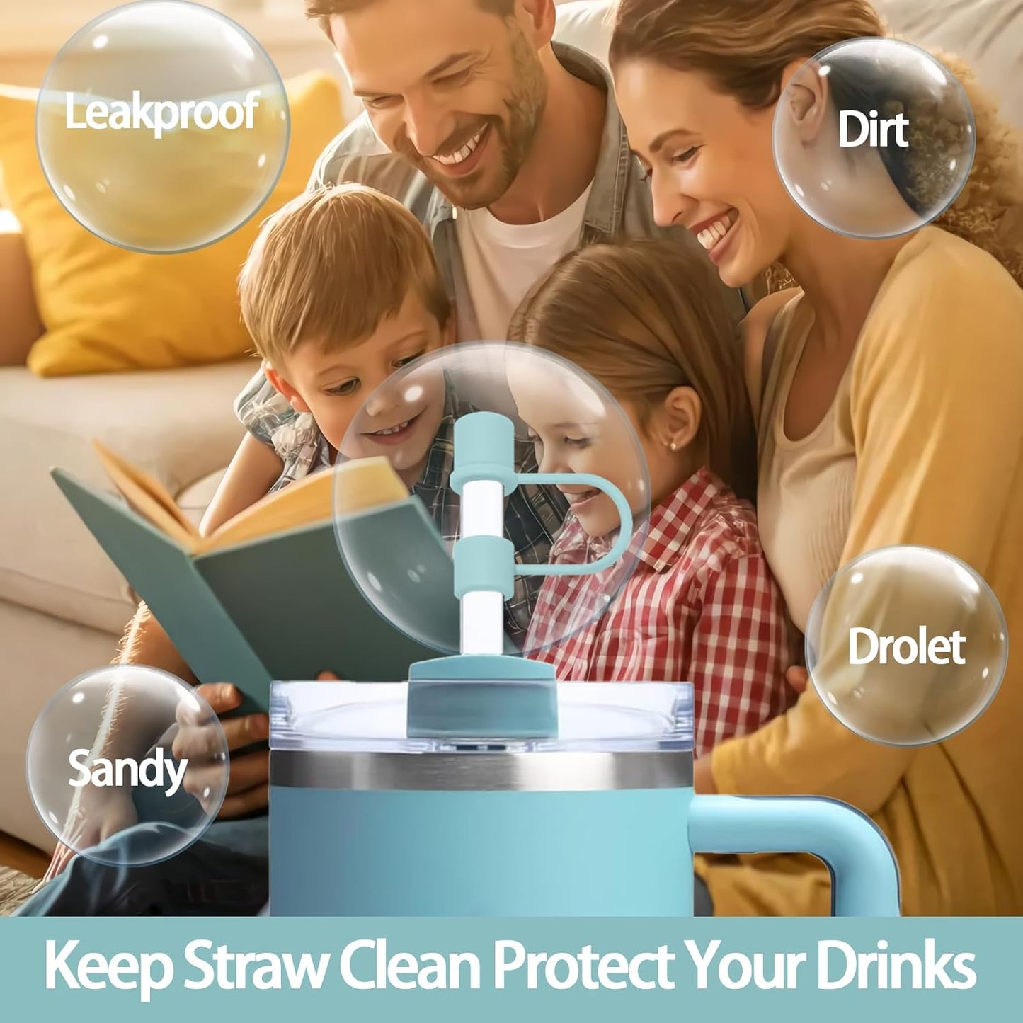 6PCS Silicone Straw Covers Cap Compatible with Stanley Cup 30&40oz Tumbler with Handle 10mm Straw Toppers，Straw Tips Lids Dust-Proof Reusable for Stanley Cup Accessories (White)