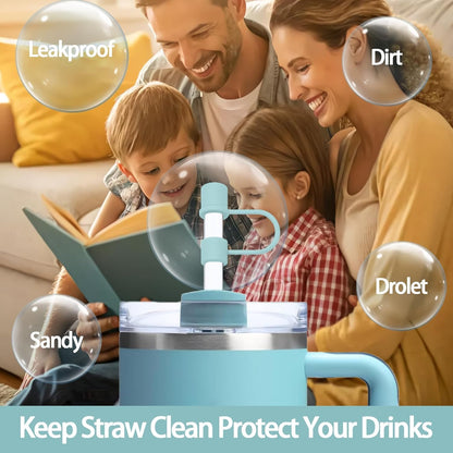 6PCS Silicone Straw Covers Cap Compatible with Stanley Cup 30&40oz Tumbler with Handle 10mm Straw Toppers，Straw Tips Lids Dust-Proof Reusable for Stanley Cup Accessories (White)