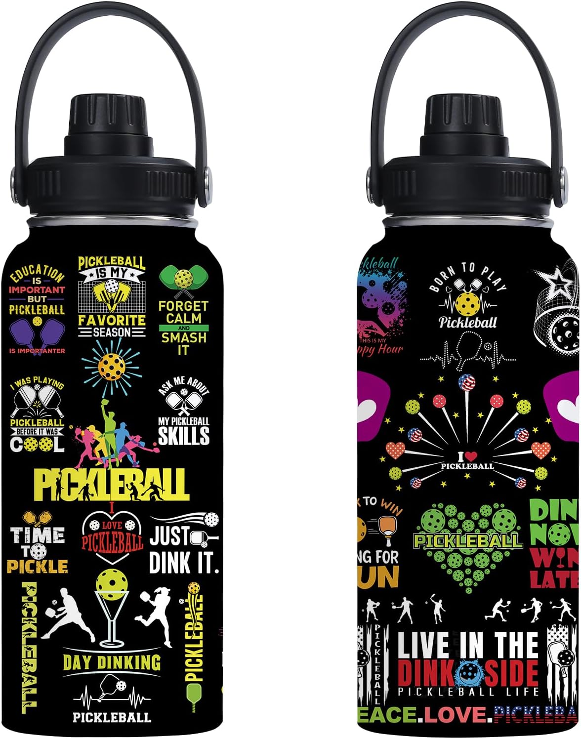 Pickleball Water Bottle 32oz Stainless Steel Insulated Vaccum with Lid, Pickleball Gifts for Pickleball Players, Pickleball Lovers, Women Girls Ladies