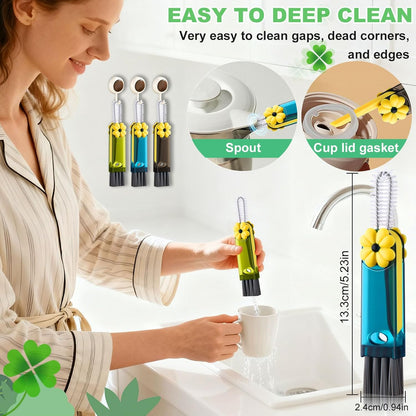 3 in 1 Cup Lid Cleaning Brush, Portable Water Bottle Brush, Multifunctional Bottle Cleaner Brush Set for Tight Spaces, Bottle Gaps, Tumblers, Travel Mug Caps(3 PCS)