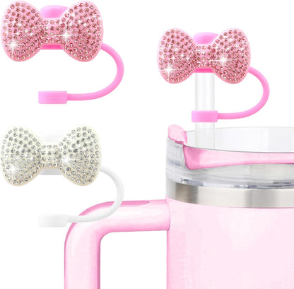 Cute Straw Cover Cap for Stanley Cup Accessories,Bling Straw Toppers for Stanley Tumbler 40&30 oz,Reusable Straws Tips Protectors Compatible with 10mm Straws