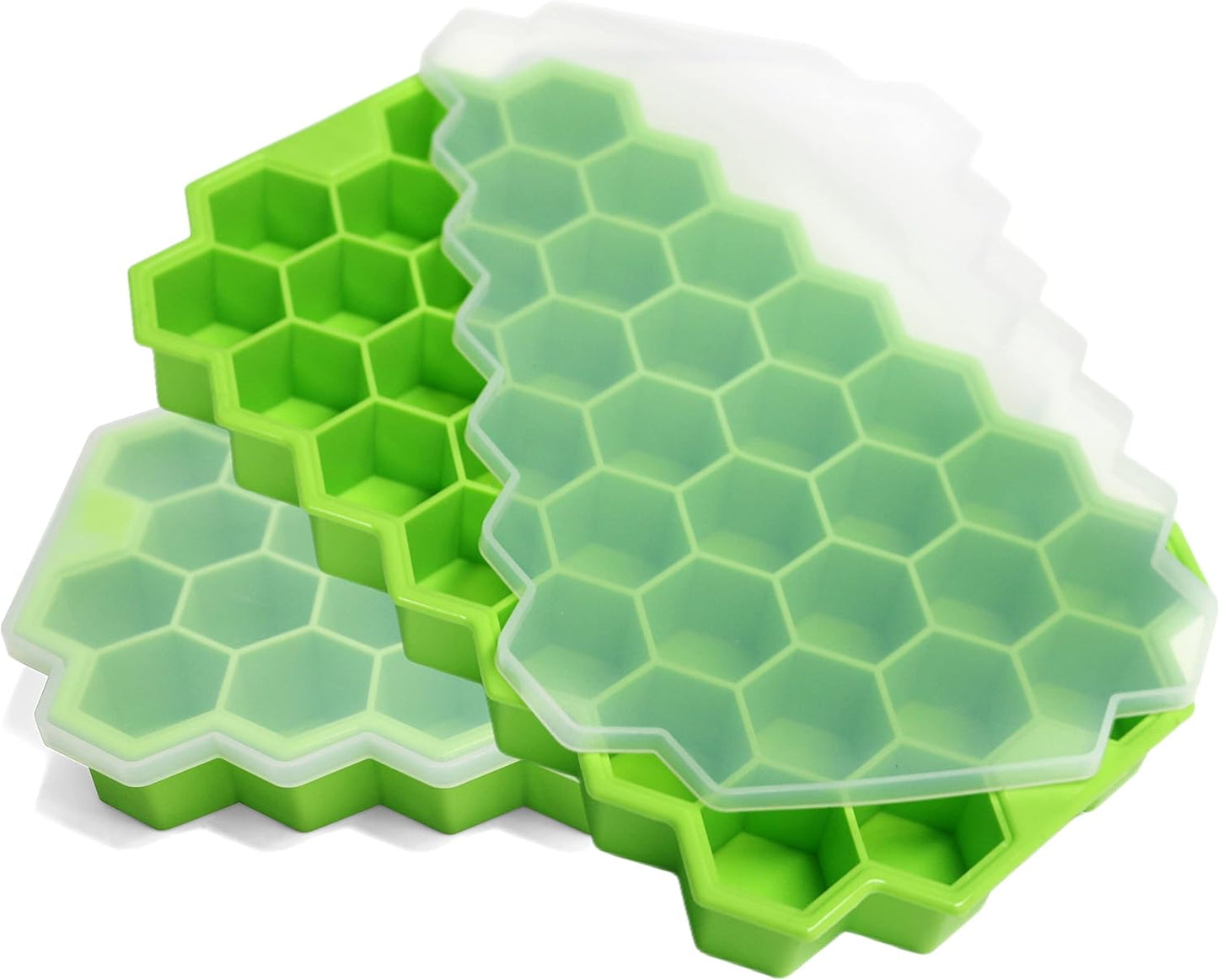 Ice Cube Trays for Freezer with Lid-37 Grid Silicone for Small Ice Cube Molds,Easy-Release Reusable in Organizer Bins or Ice Bucket for Cocktail bar or Iced Coffee Cup