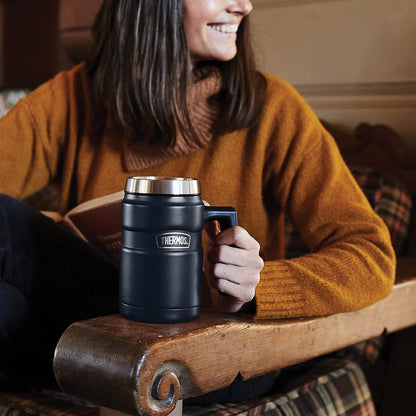 Thermos Stainless King 16 Ounce Coffee Desk Mug, Matte Steel