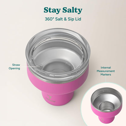 REDUCE Saltini 16 oz Cocktail Tumbler - Insulated Margarita Tumbler with Lid - Keeps Drinks Cold for 10 Hours - 360 Sippable Martini Glass Alternative - Shatterproof, Perfect for Parties - Cloud Blue
