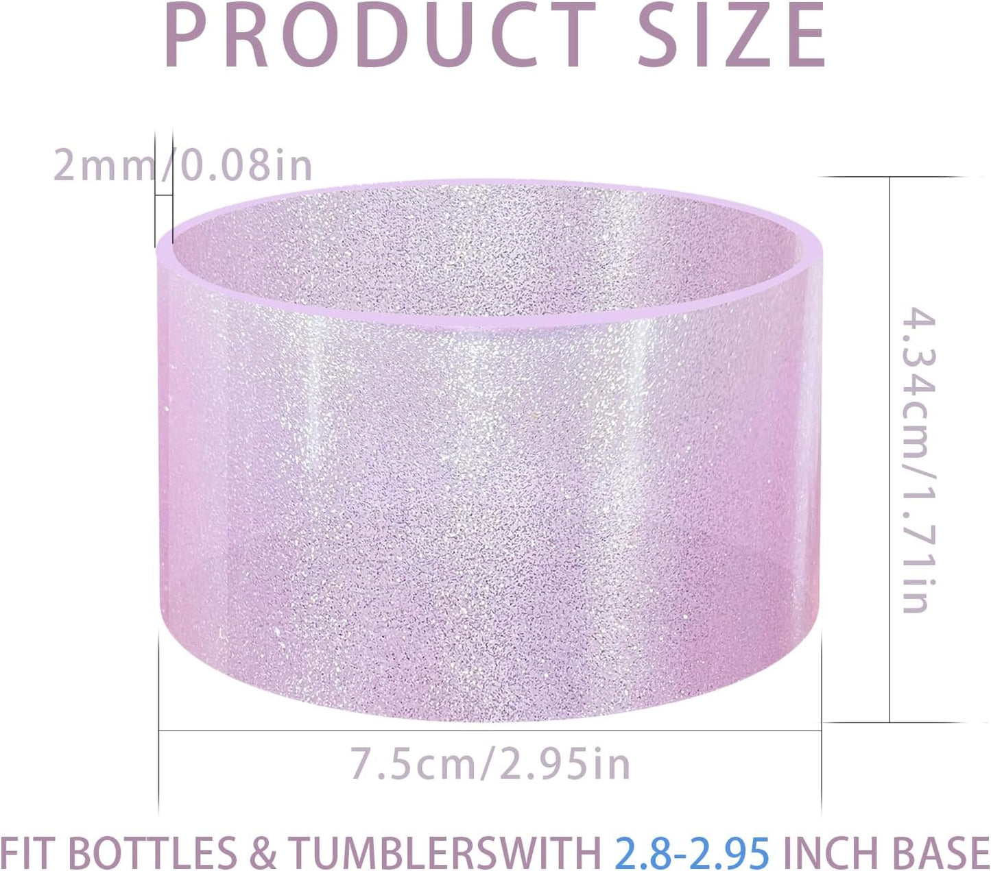 Jelly Luster Glitter Silicone Transparent Boot for Stanley 20-40oz, Compatible with Hydro Flask or Other Water Bottle Tumbler, 2.85-3.0 inch Protective Anti-Slip Bottom Sleeve Cover
