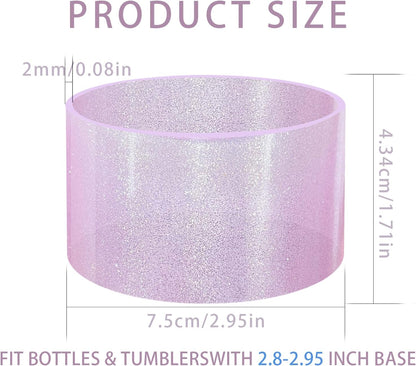 Jelly Luster Glitter Silicone Transparent Boot for Stanley 20-40oz, Compatible with Hydro Flask or Other Water Bottle Tumbler, 2.85-3.0 inch Protective Anti-Slip Bottom Sleeve Cover