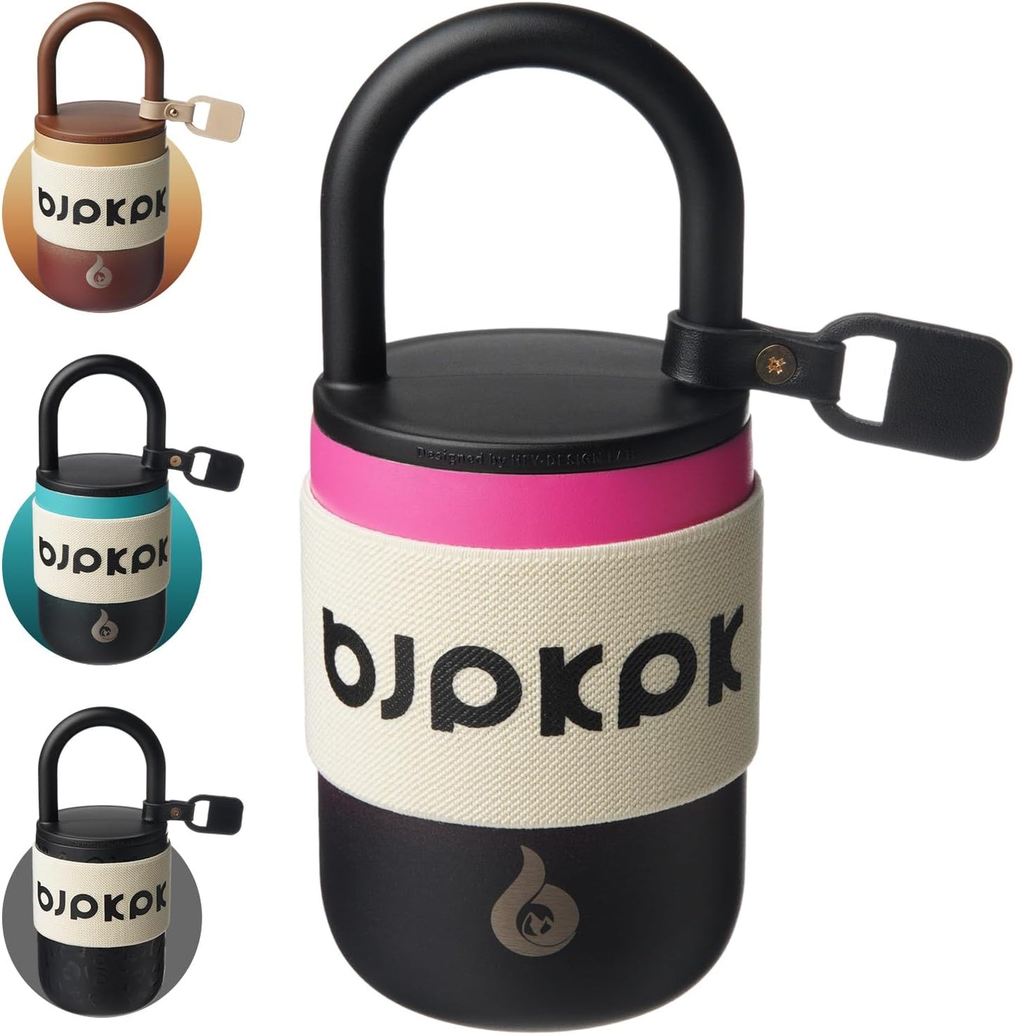 BJPKPK 13oz Insulated Stainless Steel Loop Tumbler With Lid And Handle Travel Coffee Mug Thermal Cup,Latte