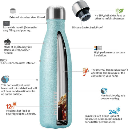 BJPKPK Insulated Water Bottle 12oz Small Stainless Steel Water Bottles Reusable Metal Thermal Keep Cold and Hot,Dreamy Purple - Colors B