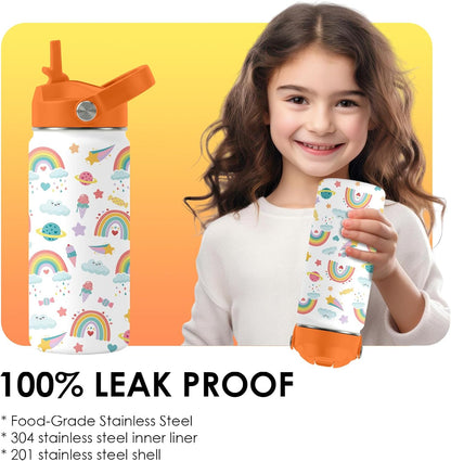 Strawberry Gifts for Kids - 16oz Pink Kids Water Bottle with Straw Lid, Stainless Steel Insulated Water Bottle, Leakproof, BPA-Free, for Girls, School, Strawberry Lover Children Birthday Gift Cup(1pc)
