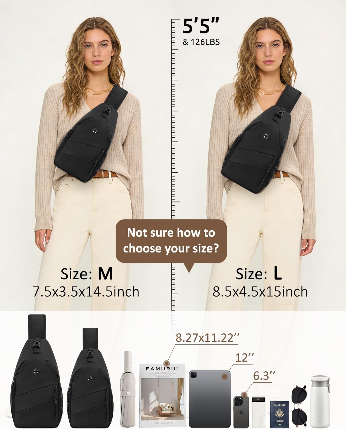 Pritent Crossbody Bags for Women Men Trendy Sling Bag Backpack Casual Chest Bag with Convertible Shoulder Strap