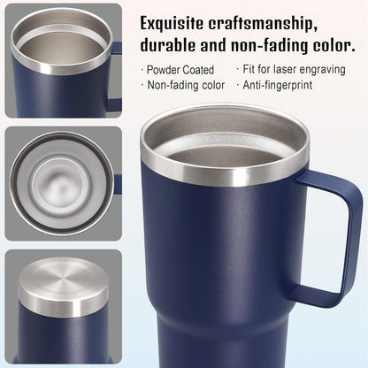20 oz Tumbler with Handle and Lid, Stainless Steel Tumbler Insulated Travel Coffee Mug, Spill Proof Double Wall Vacuum Tumbler Cup Keep Drink Hot & Cold,White, 1 Pack