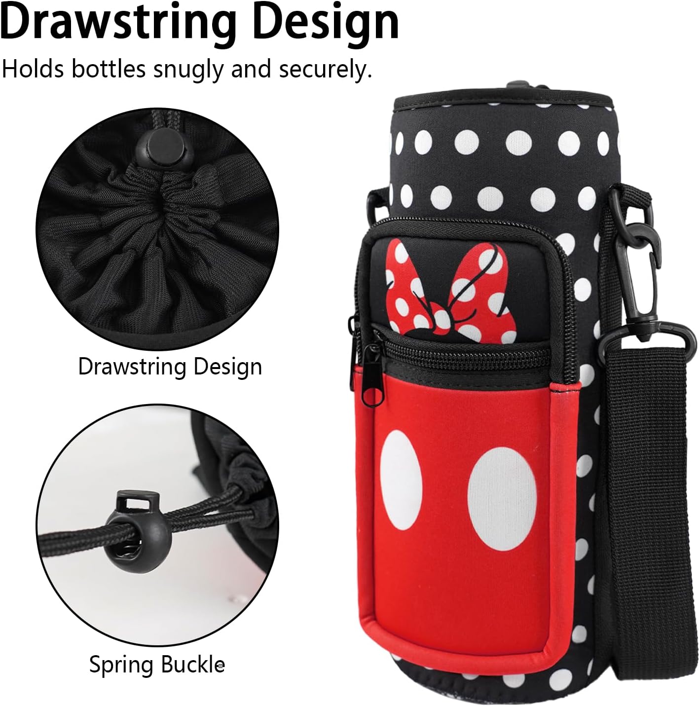 Water Bottle Carrier Bag 25oz/32oz Water Bottle Pouch Holder Adjustable Shoulder Strap Neoprene Water Bottle Sling Bag with Phone Pocket Insulated Tumbler Accessories for Walking