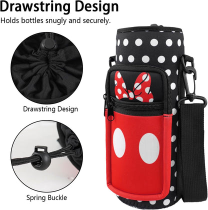 Water Bottle Carrier Bag 25oz/32oz Water Bottle Pouch Holder Adjustable Shoulder Strap Neoprene Water Bottle Sling Bag with Phone Pocket Insulated Tumbler Accessories for Walking