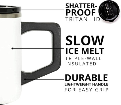Elemental Insulated Coffee Mug - Triple-Wall Stainless Steel Summit Travel Cup for Hot and Cold Drinks - Thermal Coffee Mug with Lid and Handle for Camping, Office & Travel 16oz - Rainbow Speckle
