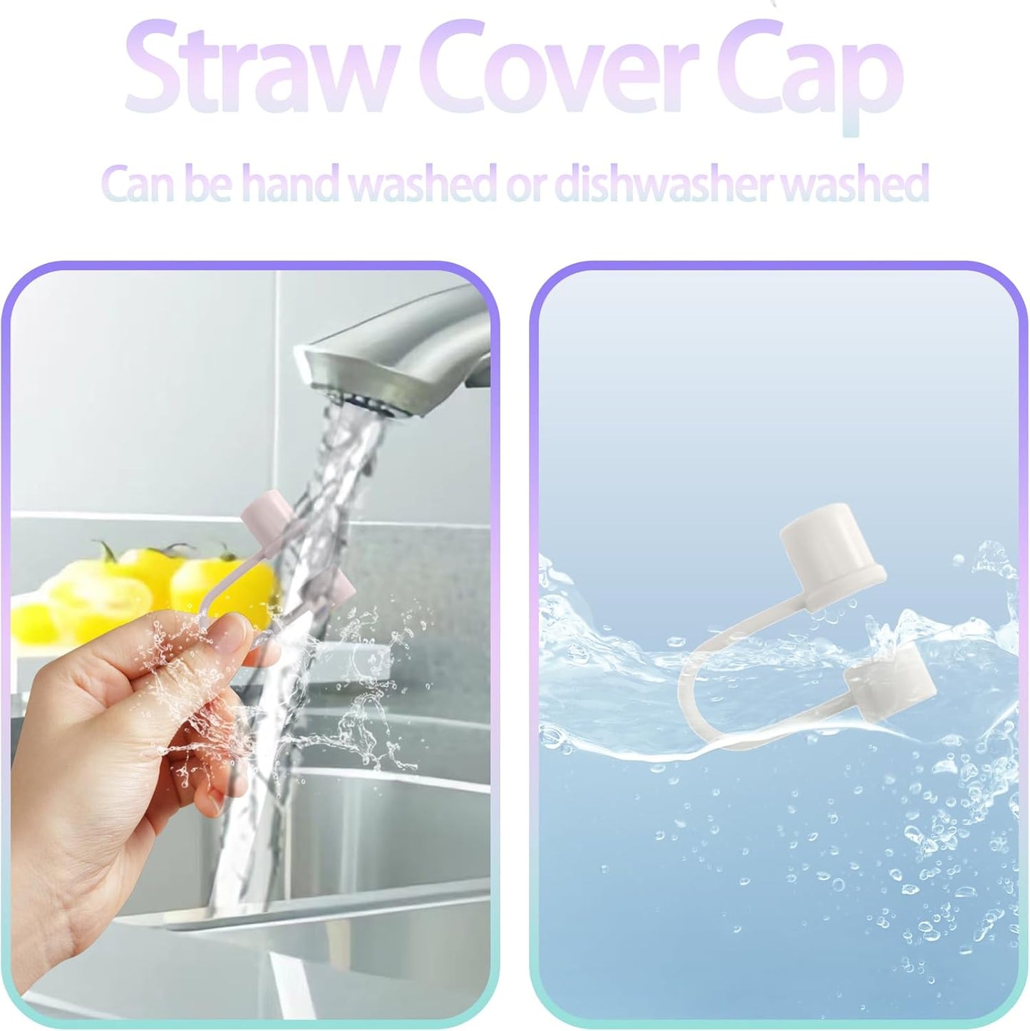 6PCS Silicone Straw Covers Cap Compatible with Stanley Cup 30-40 oz Tumbler with Handle 10mm Straw Toppers，Dust-Proof Reusable Straw Cover for Stanley Cup Accessories (Black)