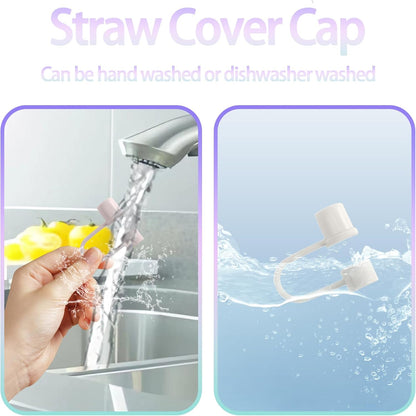 6PCS Silicone Straw Covers Cap Compatible with Stanley Cup 30-40 oz Tumbler with Handle 10mm Straw Toppers，Dust-Proof Reusable Straw Cover for Stanley Cup Accessories (Black)