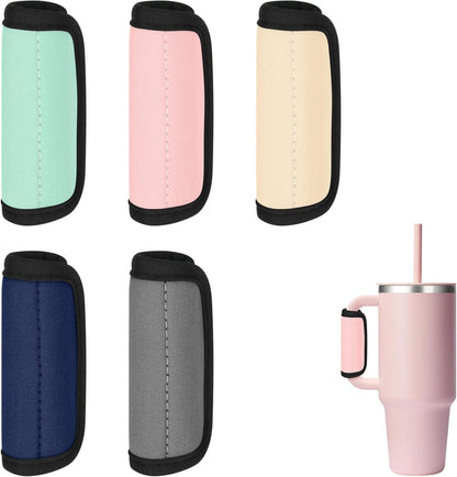 Cosmos 5 Pcs Handle Cover Compatible with Stanley Tumbler Handle, Water Bottle Handle Protector Coat Travel Mug Insulated Cup Handle Wrap Grip Sleeve Compatible with Stanley Cup Accessories, 5 Colors