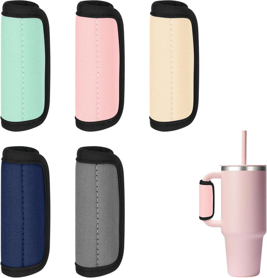 Cosmos 5 Pcs Handle Cover Compatible with Stanley Tumbler Handle, Water Bottle Handle Protector Coat Travel Mug Insulated Cup Handle Wrap Grip Sleeve Compatible with Stanley Cup Accessories, 5 Colors