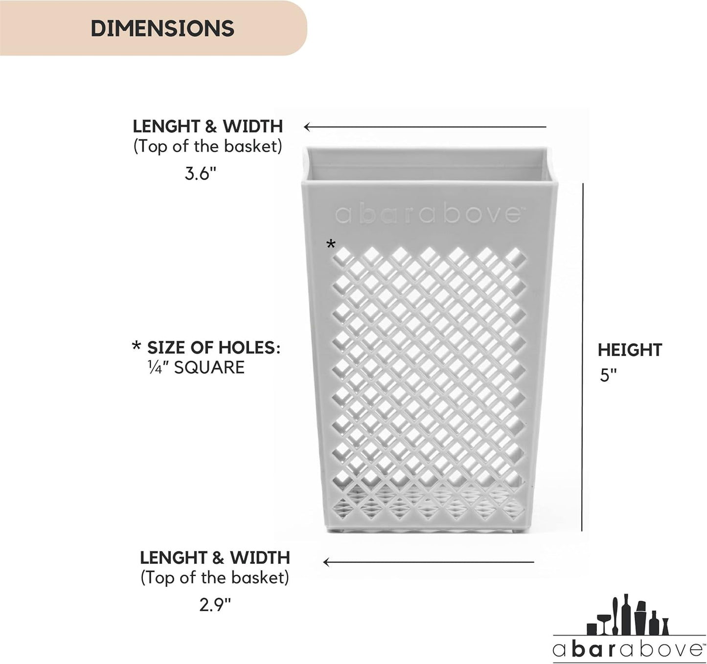 A Bar Above Dishwasher Basket for Reusable Straws and Small Bar Tools, Plastic Straw Basket for Washing Cocktail Picks, Stir Sticks, & Kitchen Accessories, Ideal for Home and Commercial Dishwasher use
