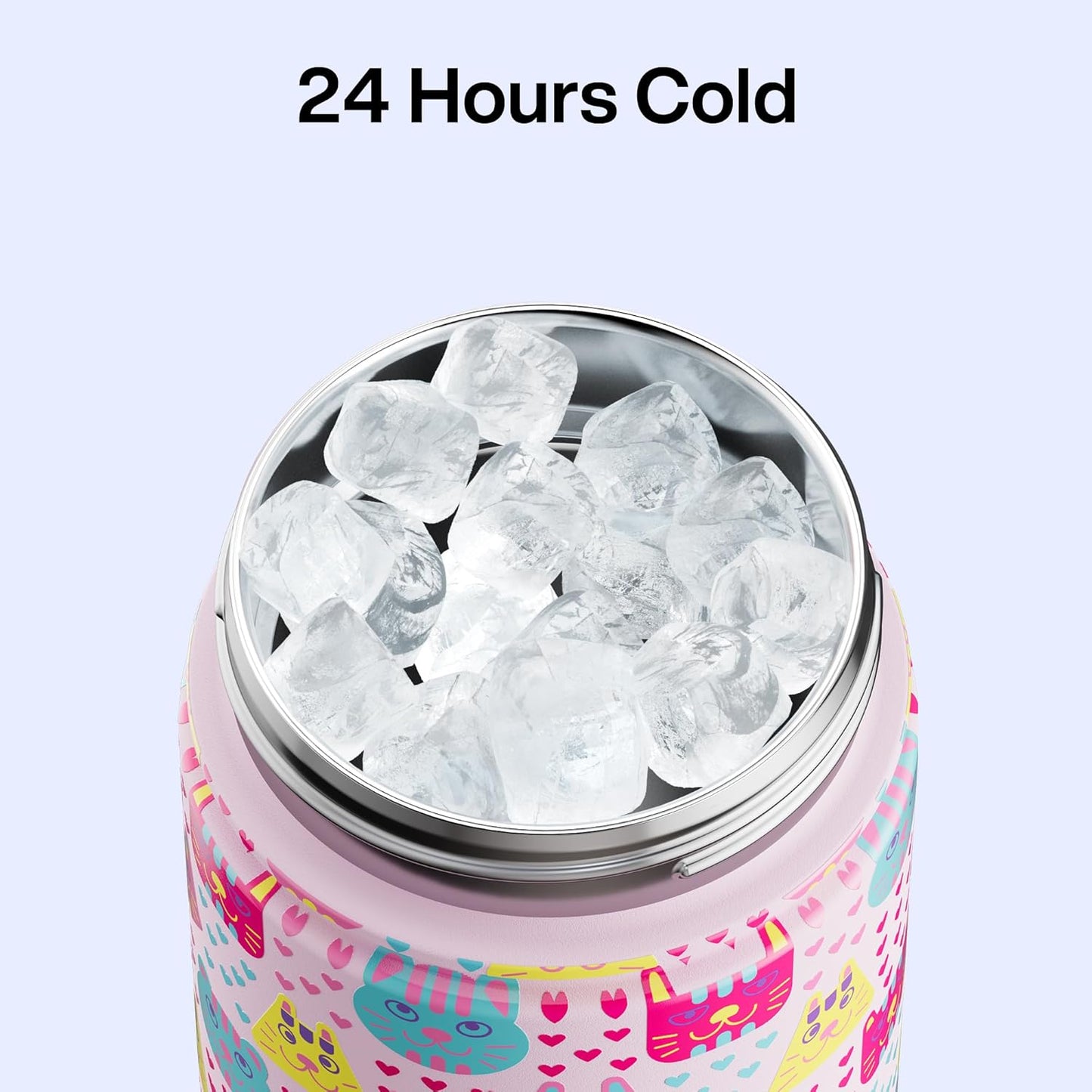 ENCOOL Insulated Water Bottle with Straw Stainless Steel Water Bottle, Leak-Proof, BPA-Free, Double Wall Vacuum Keeps Cold for 24 Hours for Sports, Travel, School (26 oz, Cotton Candy) - Colors D