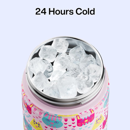 ENCOOL Insulated Water Bottle with Straw Stainless Steel Water Bottle, Leak-Proof, BPA-Free, Double Wall Vacuum Keeps Cold for 24 Hours for Sports, Travel, School (26 oz, Cotton Candy) - Colors D