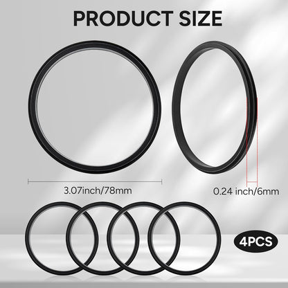 Silicone Seal Replacement Gaskets for Yeti 30 Oz Tumbler Lid, BPA-Free Rubber O-Ring Parts for Long-Lasting Leak Protection, 4 Pack