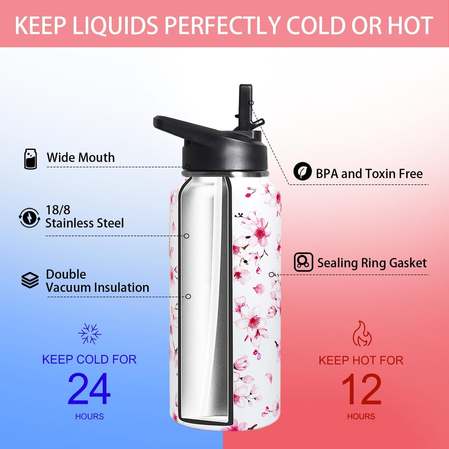 32 oz Pickleball Insulated Water Bottle with Straw - Pickleball Gym Hiking Sports Coffee Mug | Perfect Pickleball Gifts for Women, Pickleball Decor Accessories
