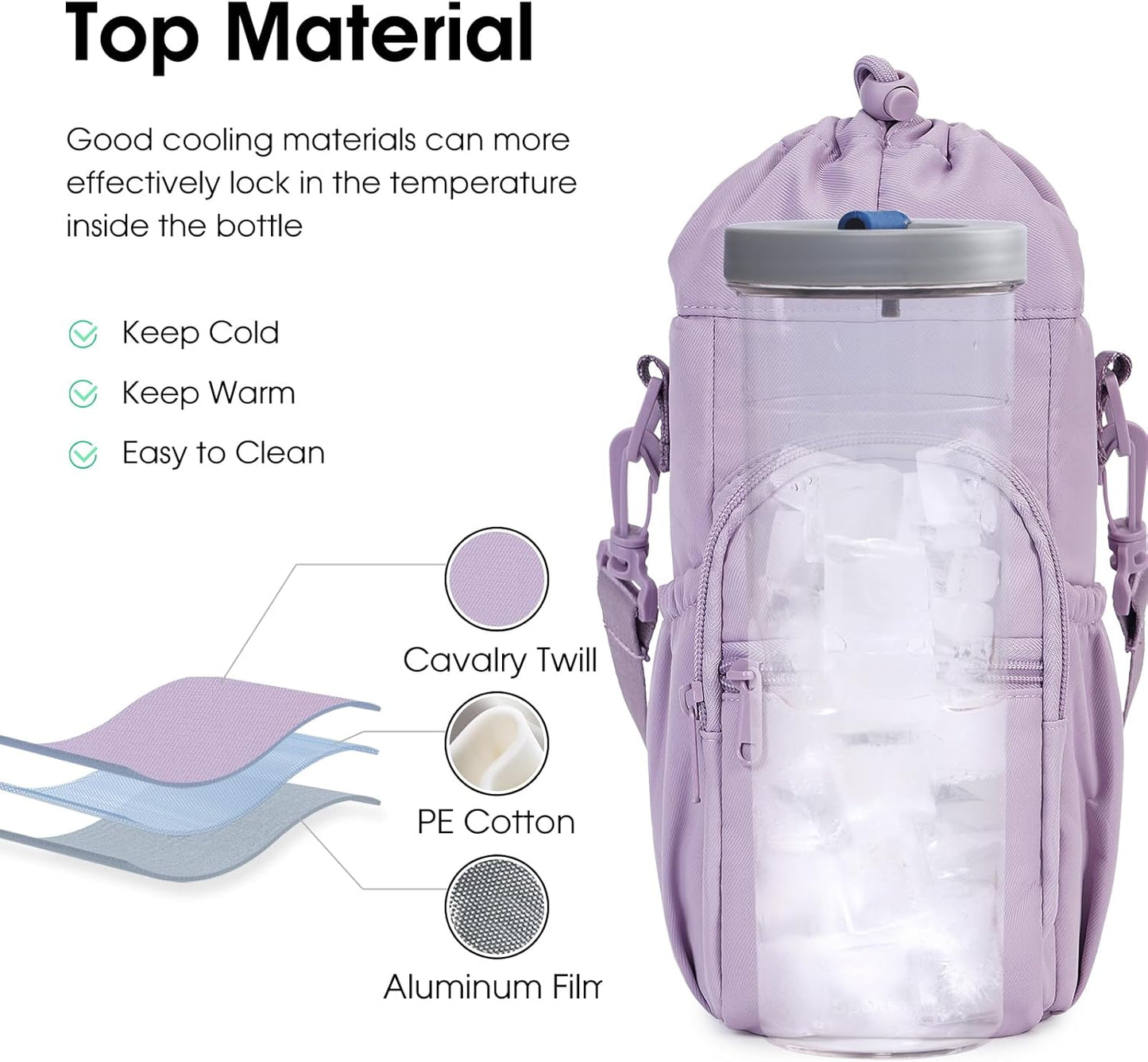 sportsnew Water Bottle Holder 40oz Crossbody Insulated Cup Sleeve Water Bottle Carrier Sling Bag with Phone Pocket, Walking