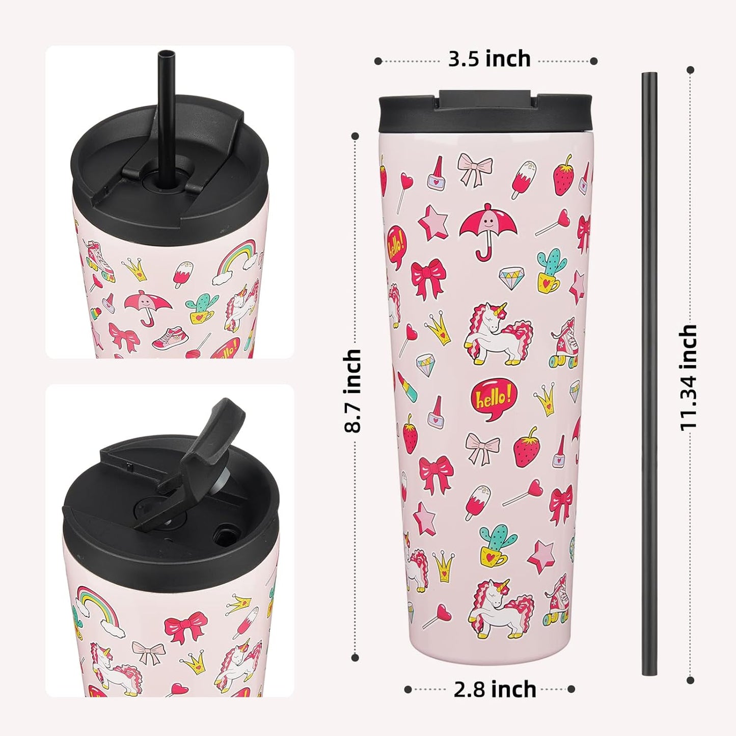 BJPKPK 4 Pack Tumbler with Lid and Straw,30oz Insulated Tumblers Bulk Reusable Travel Coffee Mug, Dishwasher Safe Double Wall Vacuum Insulated Cup Gift for Men Women,Light Blue Leopard