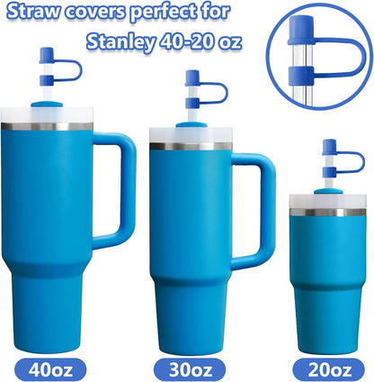 6PCS Silicone Straw Covers Cap Compatible with Stanley Cup 30-40 oz Tumbler with Handle 10mm Straw Toppers，Dust-Proof Reusable Straw Cover for Stanley Cup Accessories (Black)