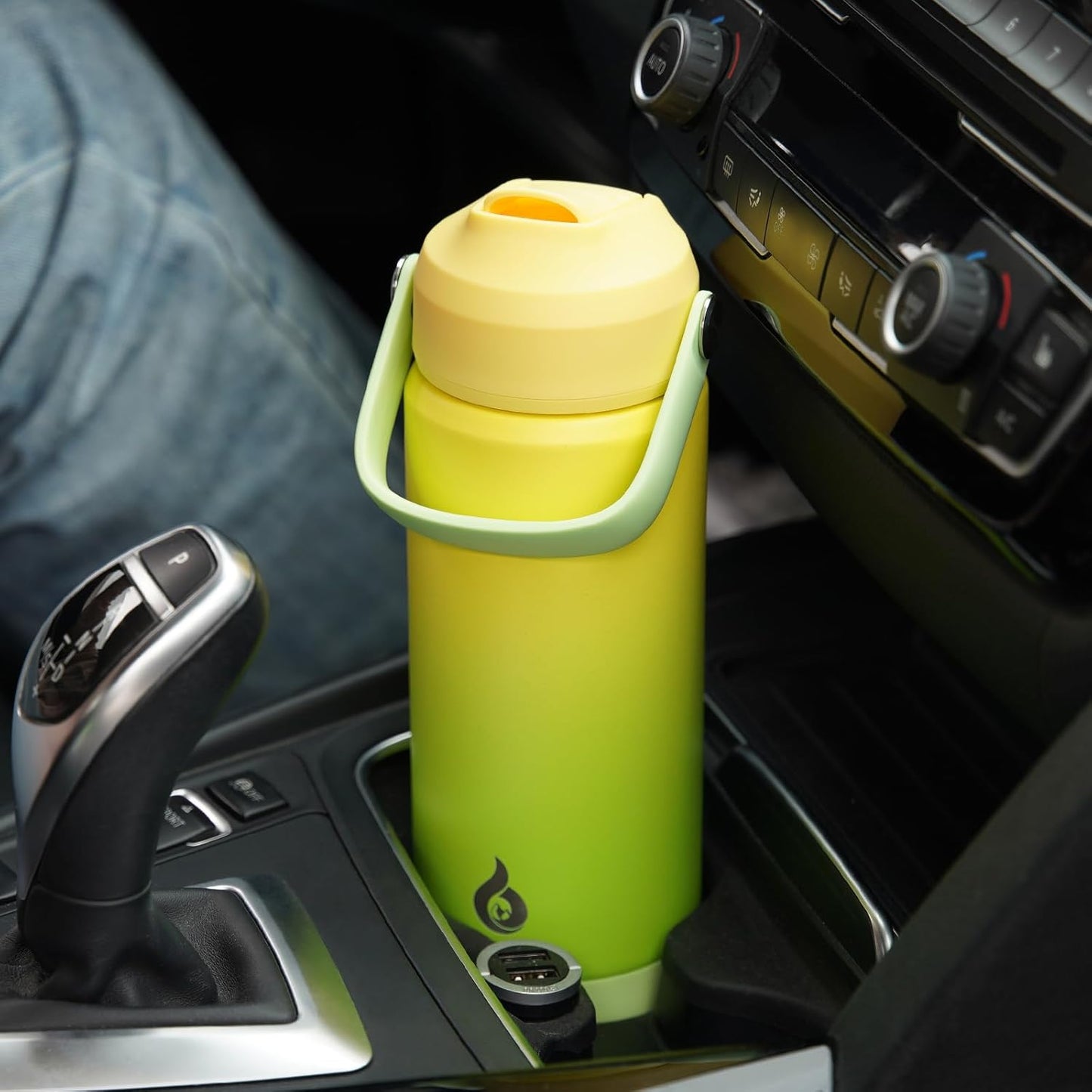 BJPKPK Insulated Water Bottle with Straw Lid, 18oz Thermo Water Bottles with Soft Nozzle, Flex Handle & Non-slip Boot, BPA Free Leak Proof Stainless Steel Metal Thermo, Tumblers, Cups,Sea Salt