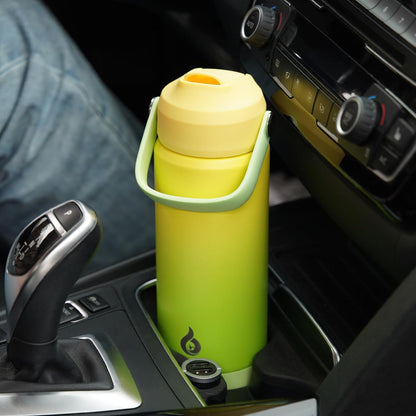 BJPKPK Insulated Water Bottle with Straw Lid, 18oz Thermo Water Bottles with Soft Nozzle, Flex Handle & Non-slip Boot, BPA Free Leak Proof Stainless Steel Metal Thermo, Tumblers, Cups,Sea Salt