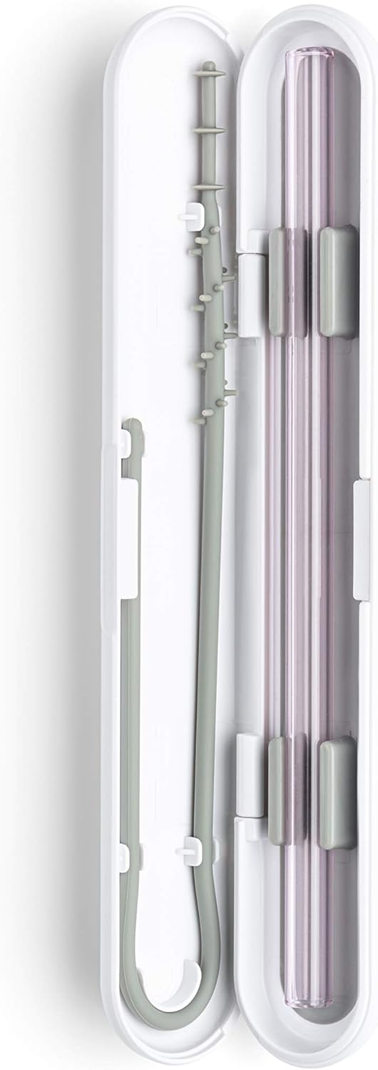 SOMA Reusable Glass Drinking Straw with Protective Silicone Travel Case and Cleaning Tool, 8-Inch, Eco-Friendly & Portable for Travel - Blush