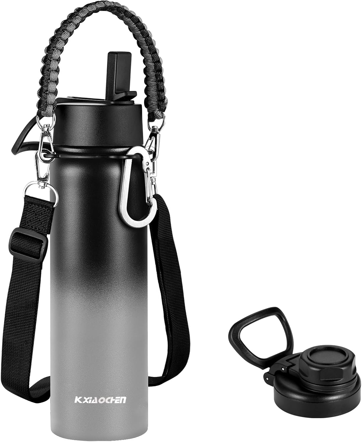 KXIAOCHEN Insulated Water Bottle With Strap, Cold For 48 Hrs Leak Proof, Triple Wall Stainless Steel Sports Water Bottle With Straw And Spout Lid For Gym Hiking Travel