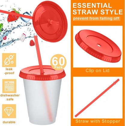 Sieral 30 Pack Cups with Lids and Straws Kids Tumbler with Straw Reusable Water Bottle Iced Coffee Travel Mug Adults Plastic Cups for Parties 16 oz (Candy Colors)