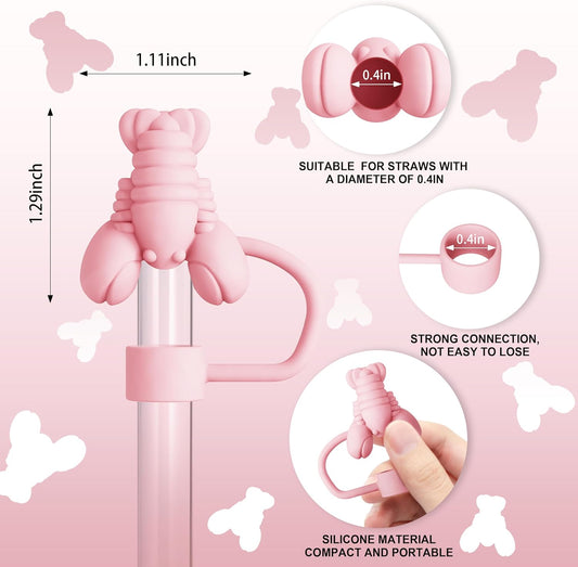 8 Pcs Straw Toppers Compatible with Stanley Straw Cover, 9-10 mm Silicone Reusable Silicone Cover Cap Tips Lids Compatible with Stanley Cup Accessories