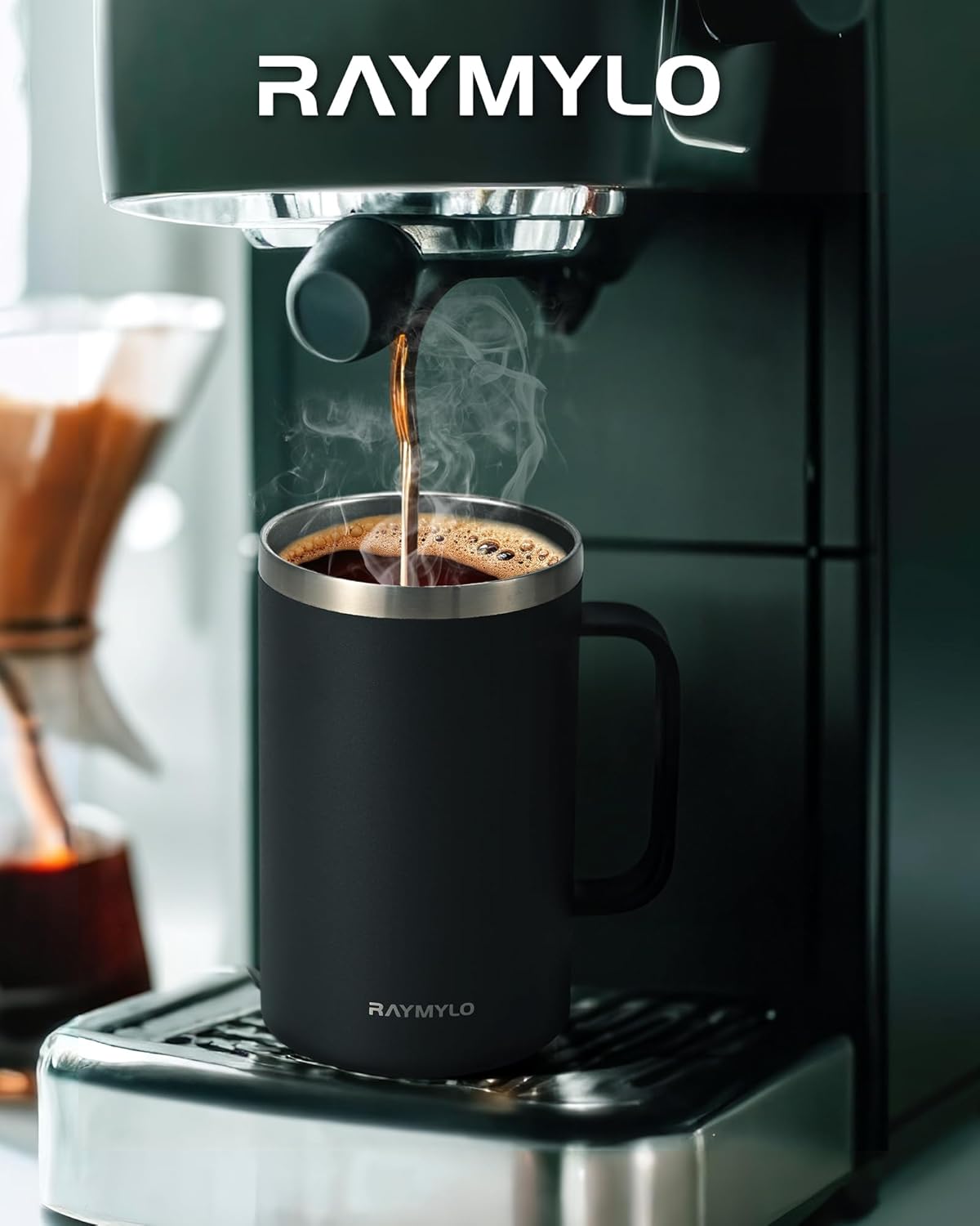 RAYMYLO Insulated Coffee Mug 12 oz, Double Wall Stainless Steel Coffee Mug with Lids, Leak-Proof & Detachable Slider Lid for Thorough Clean, Keeps Coffee Cold for 9 Hrs, Suitable for Camp Home Office